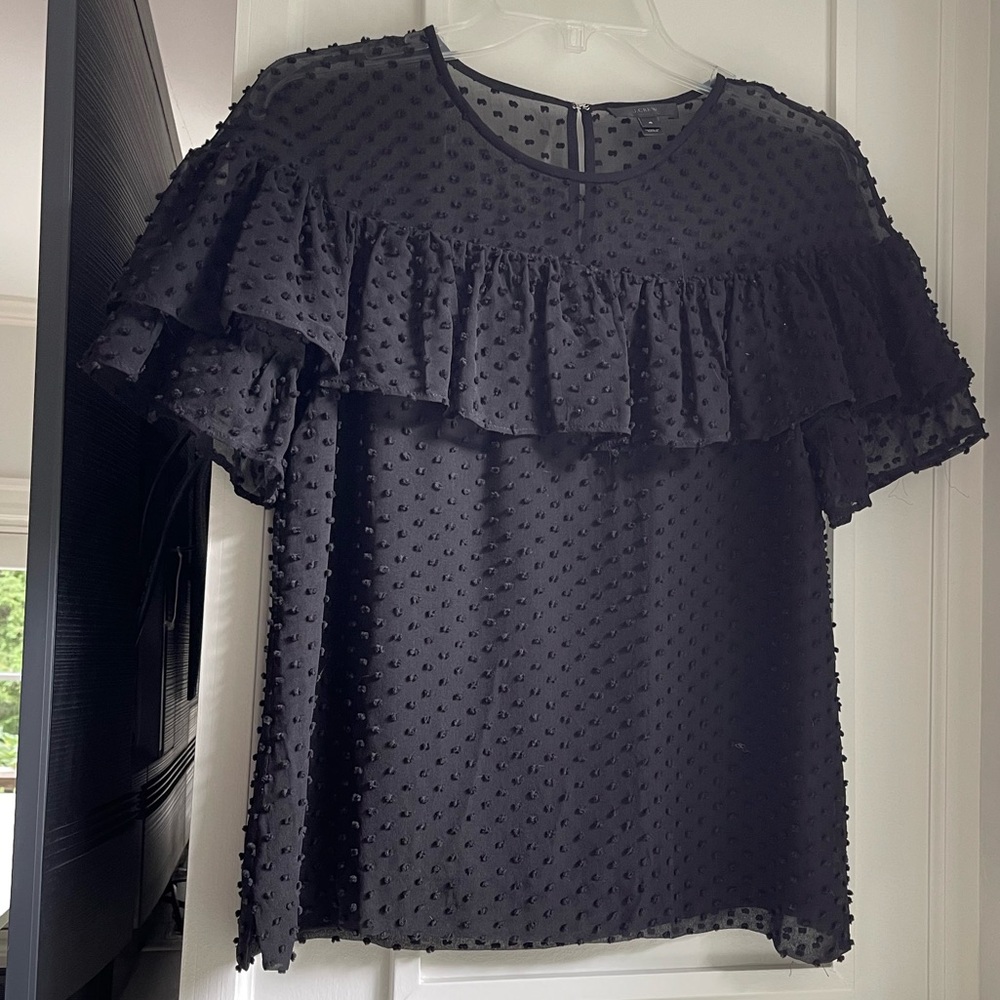 J. Crew Swiss Dot Short-Sleeve Top